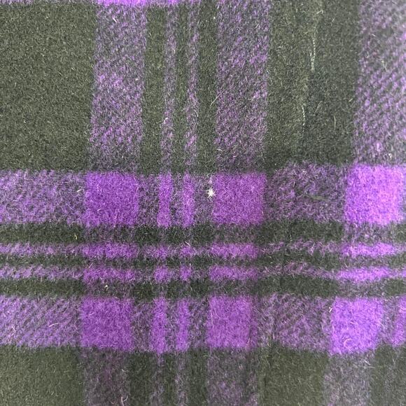 Y2k aeropostale purple and black plaid jacket with removable faux fur collar - Picture 4 of 4